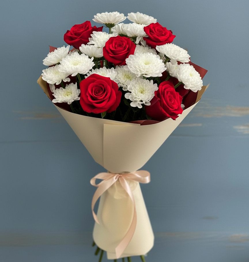 Букет цветов из: Розы и Хризантемы в Красноармейске Саратовской области