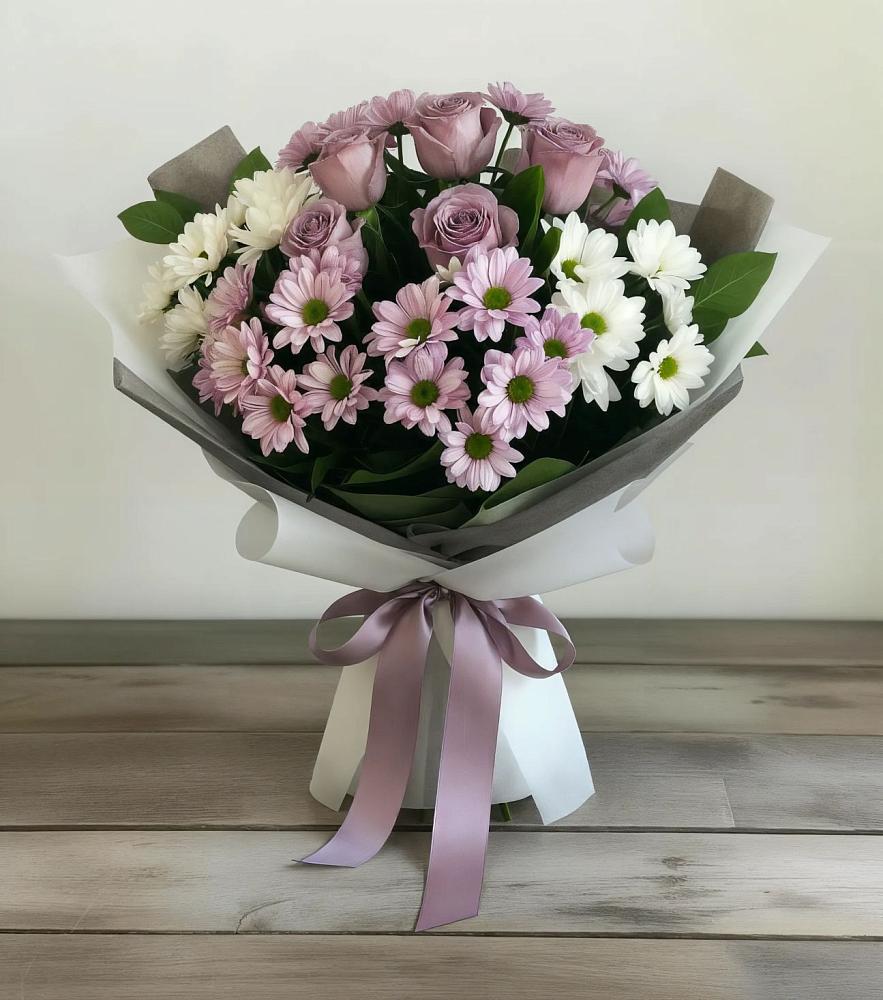 Букет цветов из: Хризантемы и Розы в Красноармейске Саратовской области
