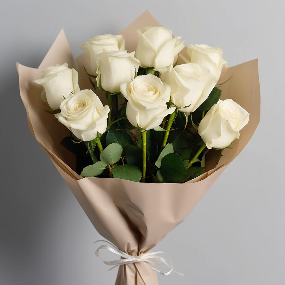 Букет 9 Белых роз Эдлесс Лав в Красноармейске Саратовской области