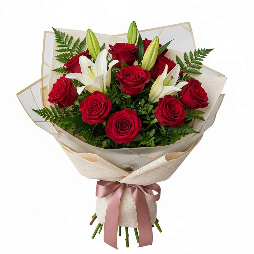 Букет цветов из: Лилии и Розы в Красноармейске Саратовской области