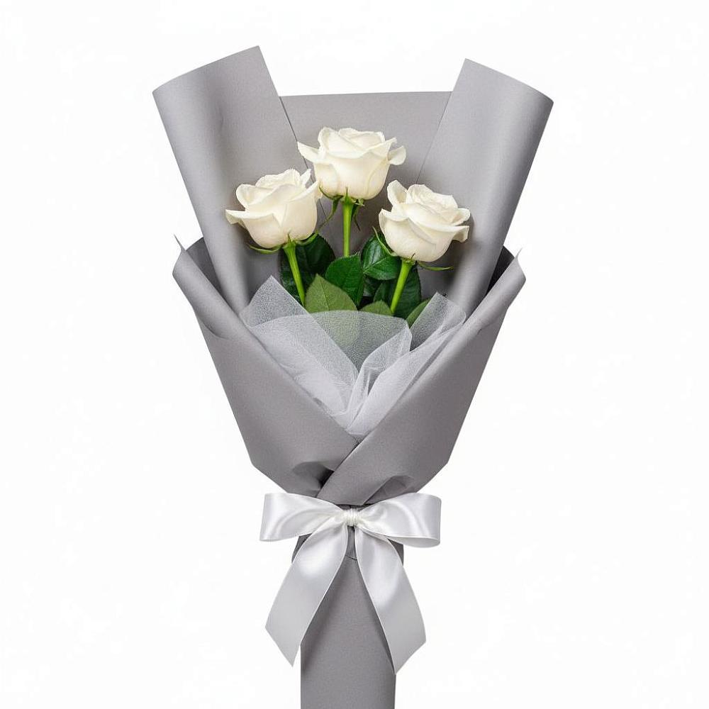 Букет 3 белые розы в Красноармейске Саратовской области