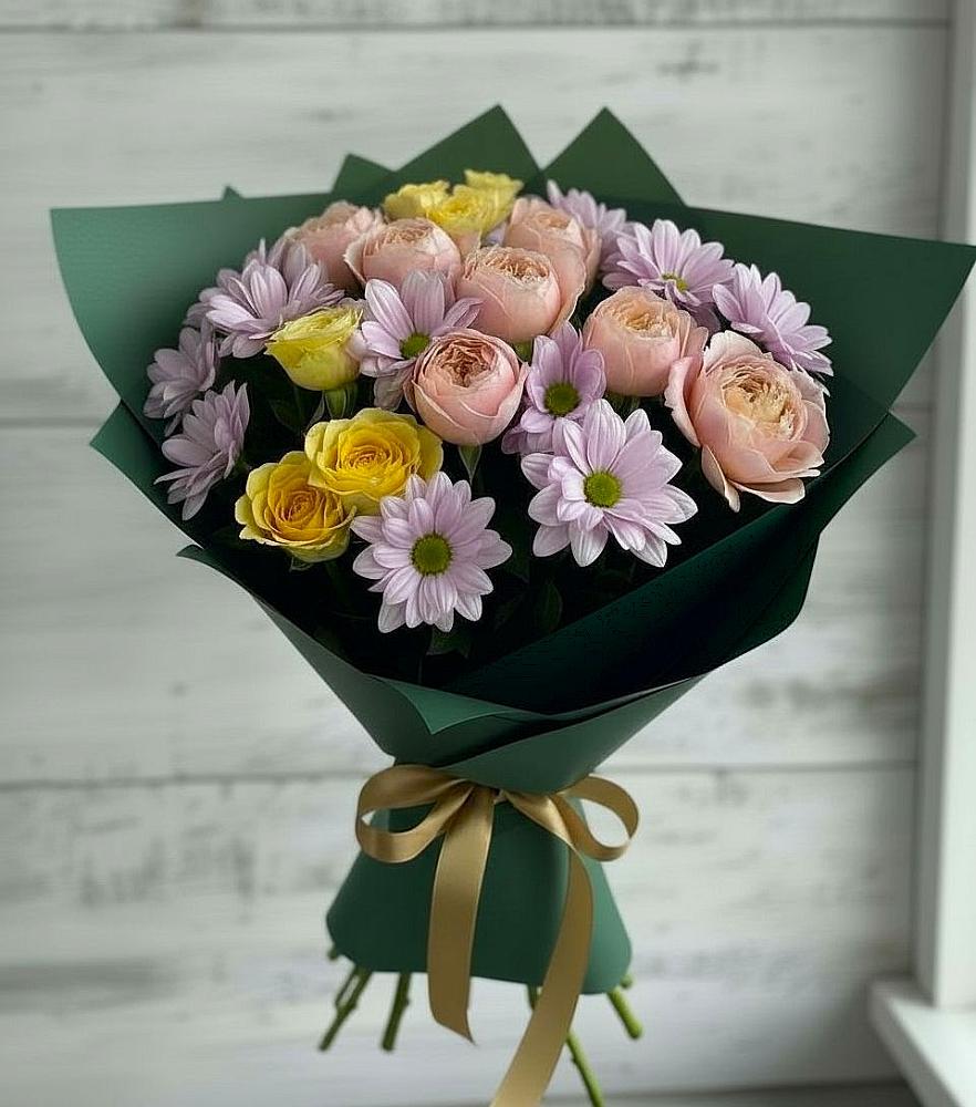 Букет цветов из: Хризантемы и Розы в Красноармейске Саратовской области