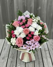 Букет цветов из:  Альстромерии, Гвоздики, Розы и Хризантемы #REPLACE_PRED# Красноармейске Саратовской области