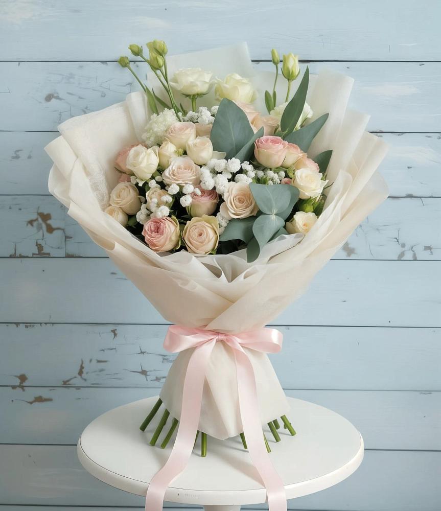 Букет цветов из: Розы и Лизиантусы в Красноармейске Саратовской области